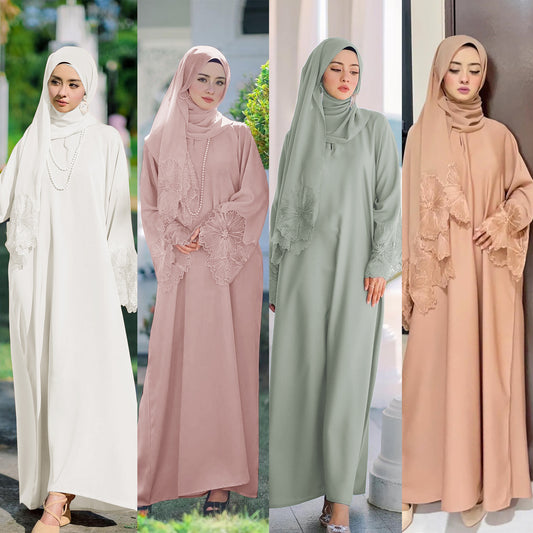 Stylish Women'S Muslim Robe Malay Indonesian Dress With Headscarf for