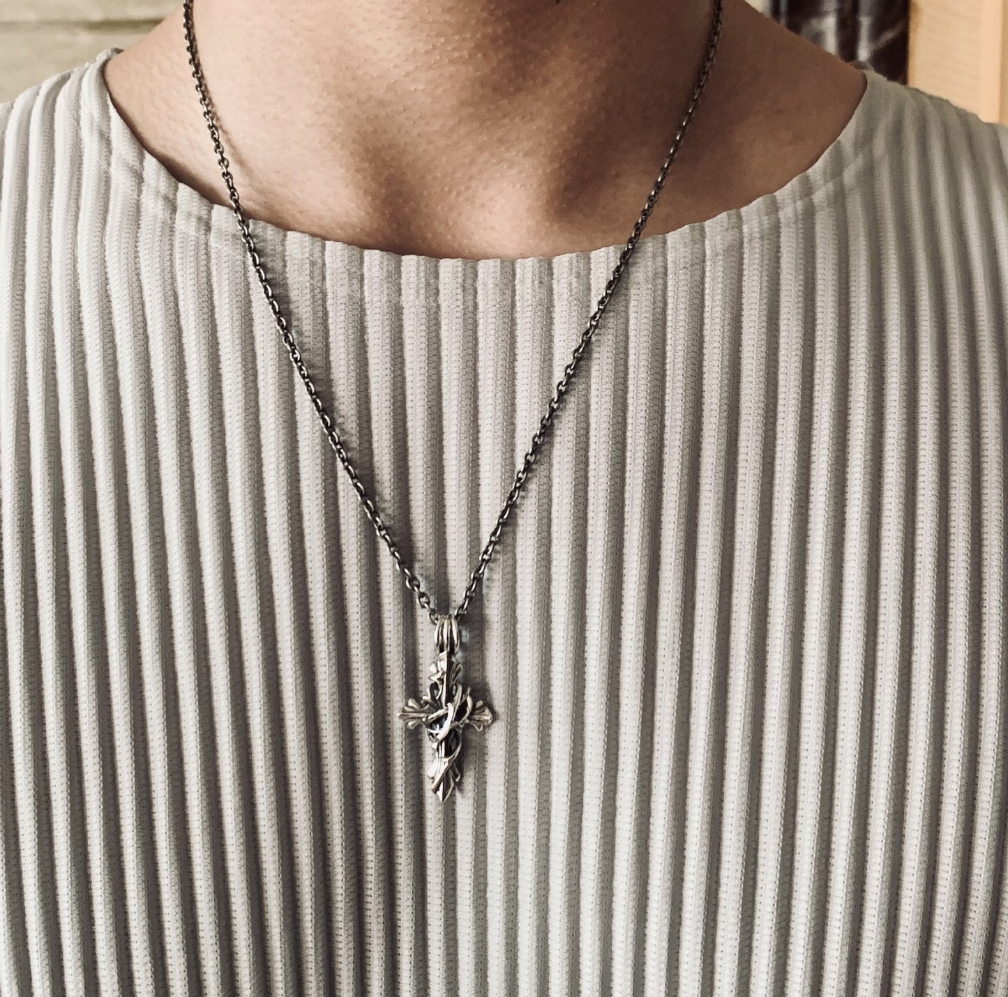 Niche Hip Hop Sterling Silver Cross Necklace