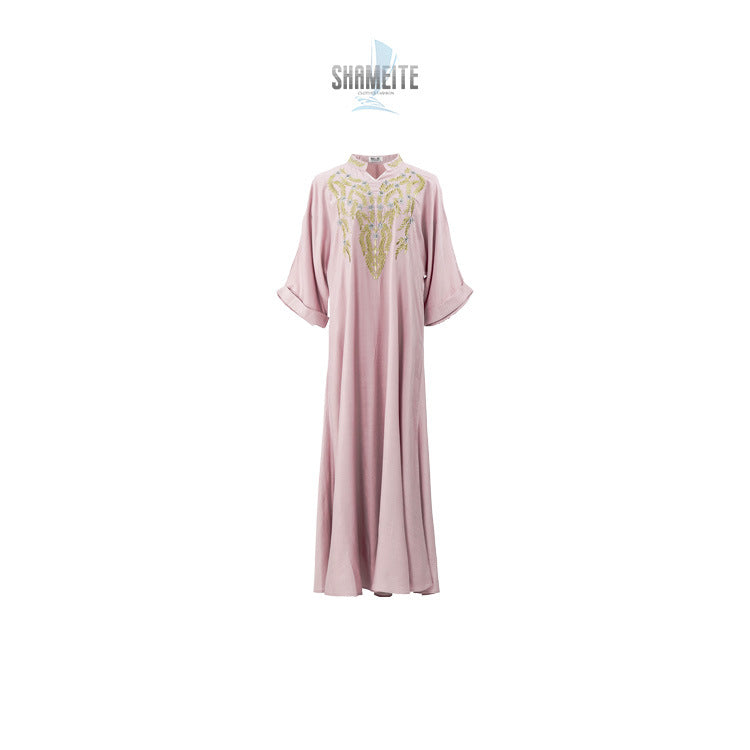 Stylish Muslim Women Embroidered Robe Dress for Everyday Wear
