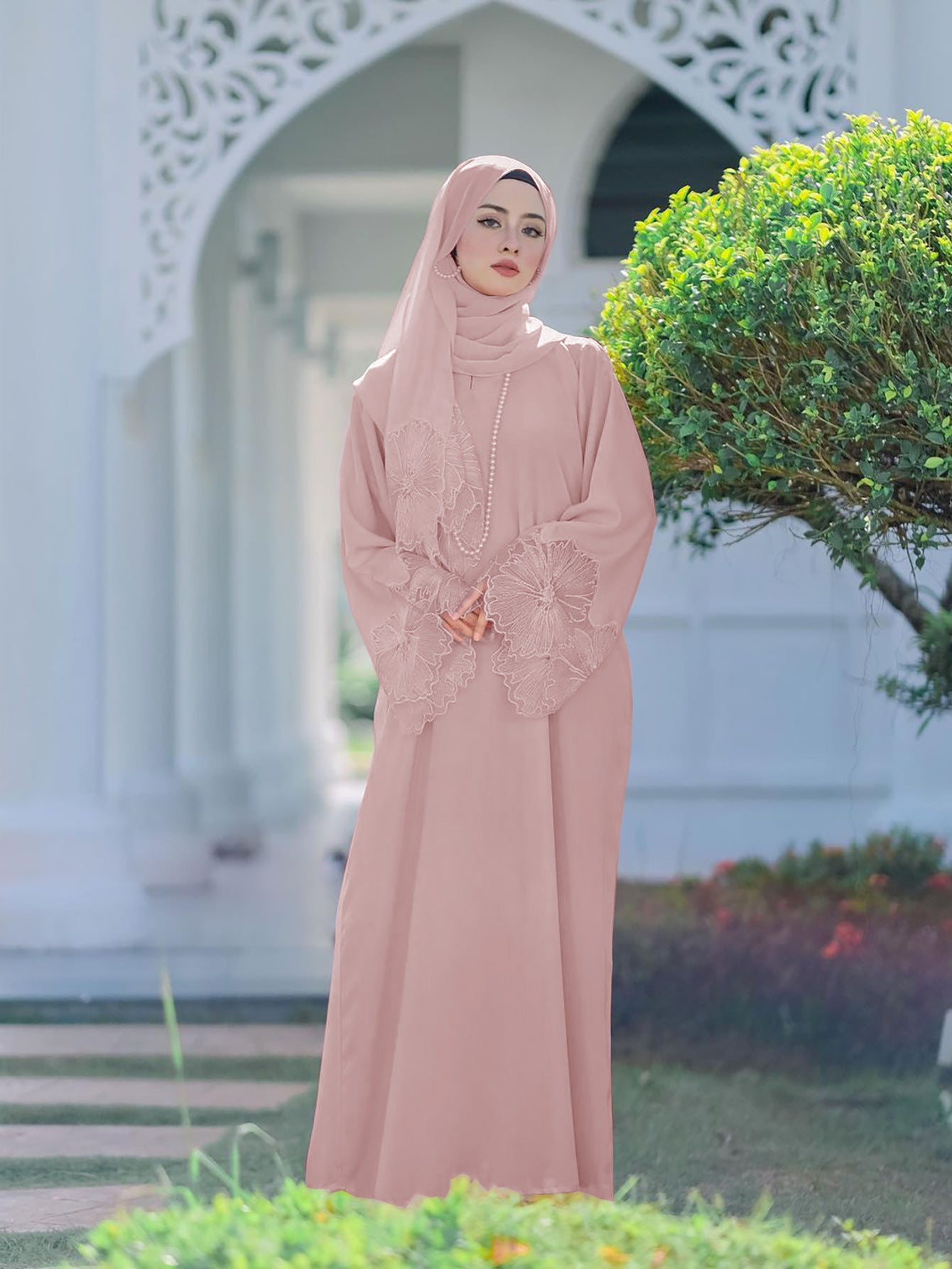 Robe musulmane pour femme, robe malaise indonésienne avec foulard