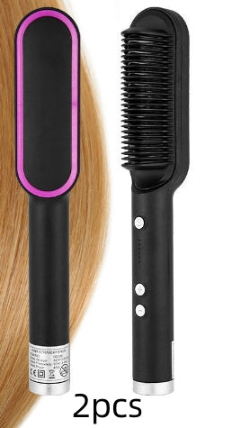 Nouveau peigne chaud lisseur 2 en 1 avec ion négatif et brosse à cheveux électrique double usage