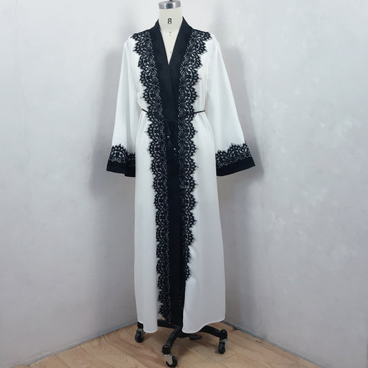 Stylish Muslim Women'S Lace Dress Cardigan Robe for Everyday Wear
