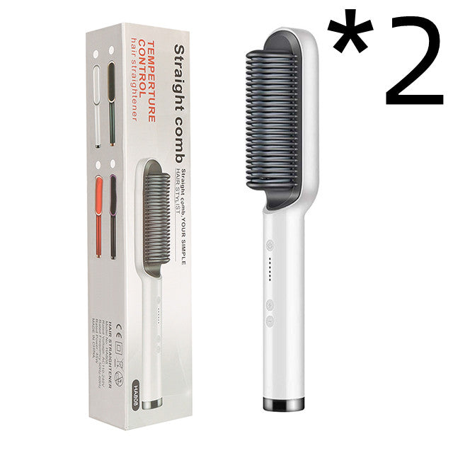 Nouveau peigne chaud lisseur 2 en 1 avec ion négatif et brosse à cheveux électrique double usage