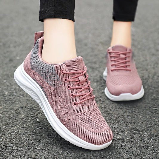 Schnür-Sneakers Damen Leichte atmungsaktive Flats Schuhe
