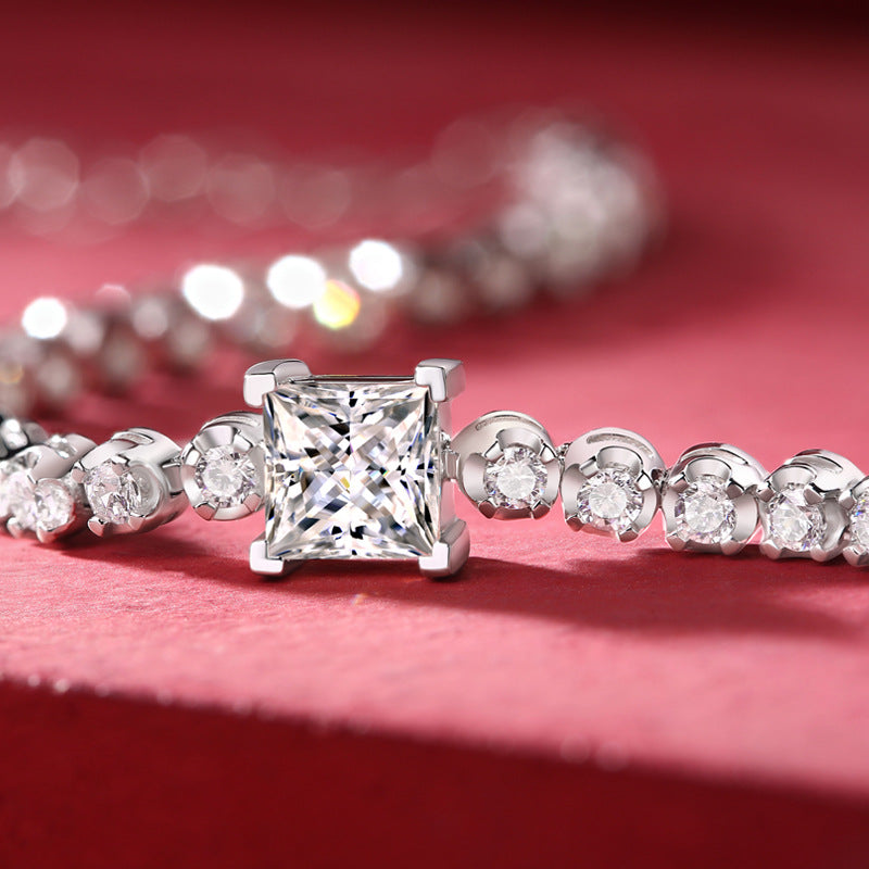Bracelet S925 Silver Inlay Moissanite Rubik'S Cube