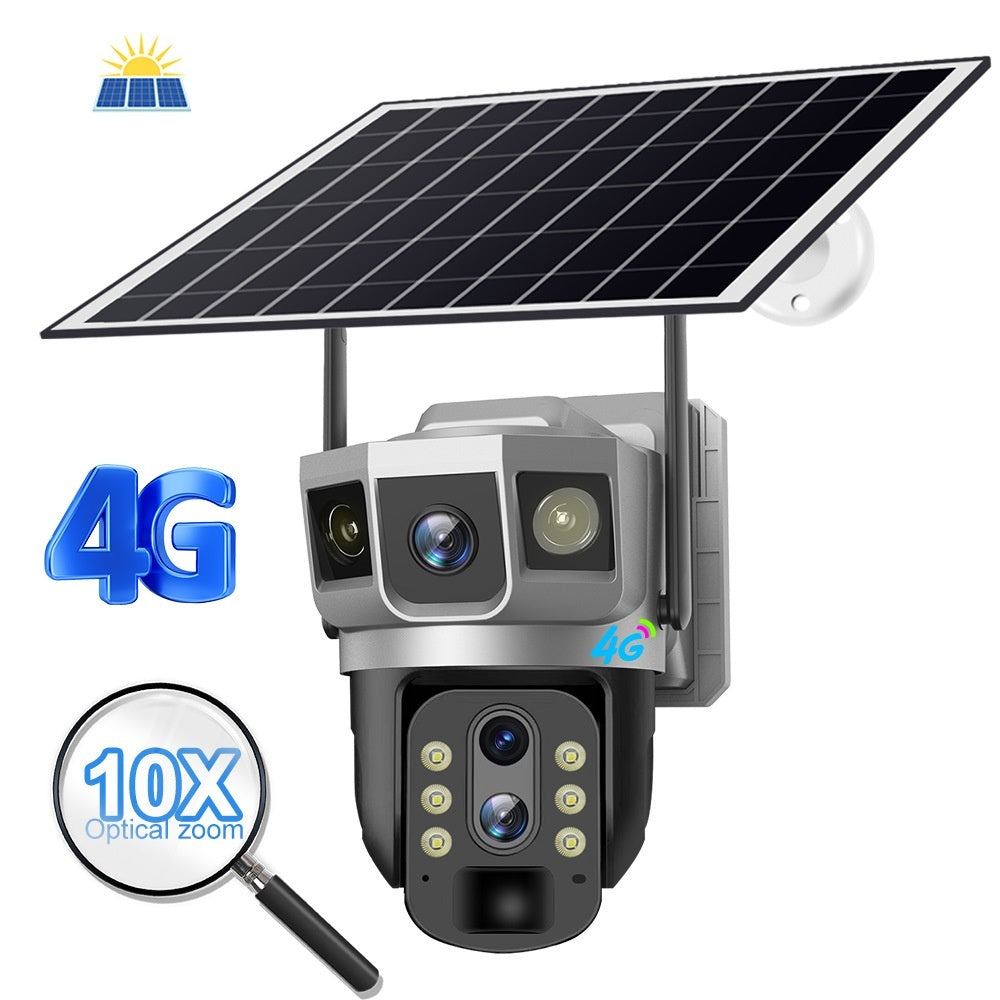 V380 Drei-Bildschirm 4G Haushalt Outdoor 10-fach Zoom Nachtsicht HD Intelligente Überwachungskamera