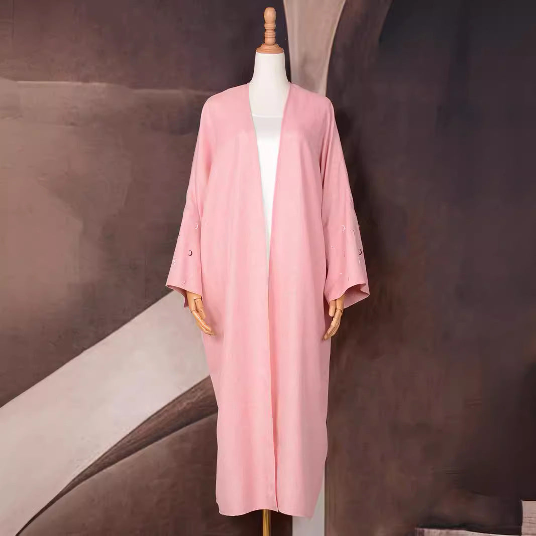 Muslimischer eleganter bestickter Cardigan-Kleid-Umhang
