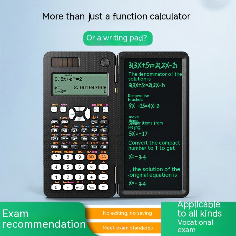 Calculatrices scientifiques pliables 2 en 1 avec tablette d'écriture, fonction d'apprentissage, calculatrices scientifiques de bureau pliables