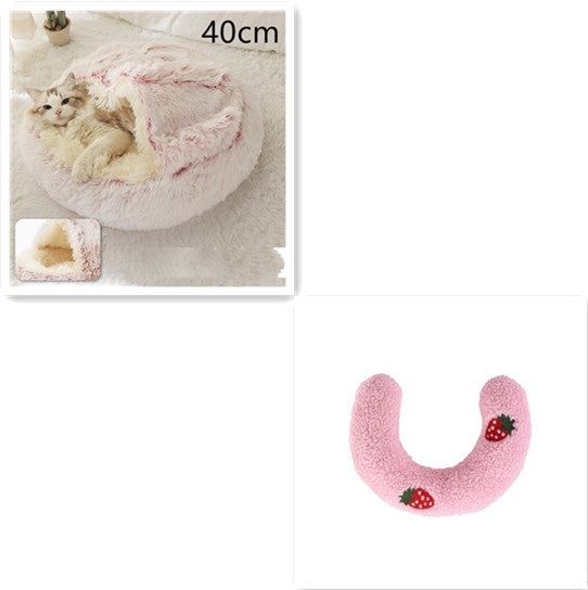 2 en 1 Lit pour chien et chat Lit d'hiver pour animaux de compagnie Lit rond en peluche Lit chaud Maison douce longue en peluche Produits pour animaux de compagnie
