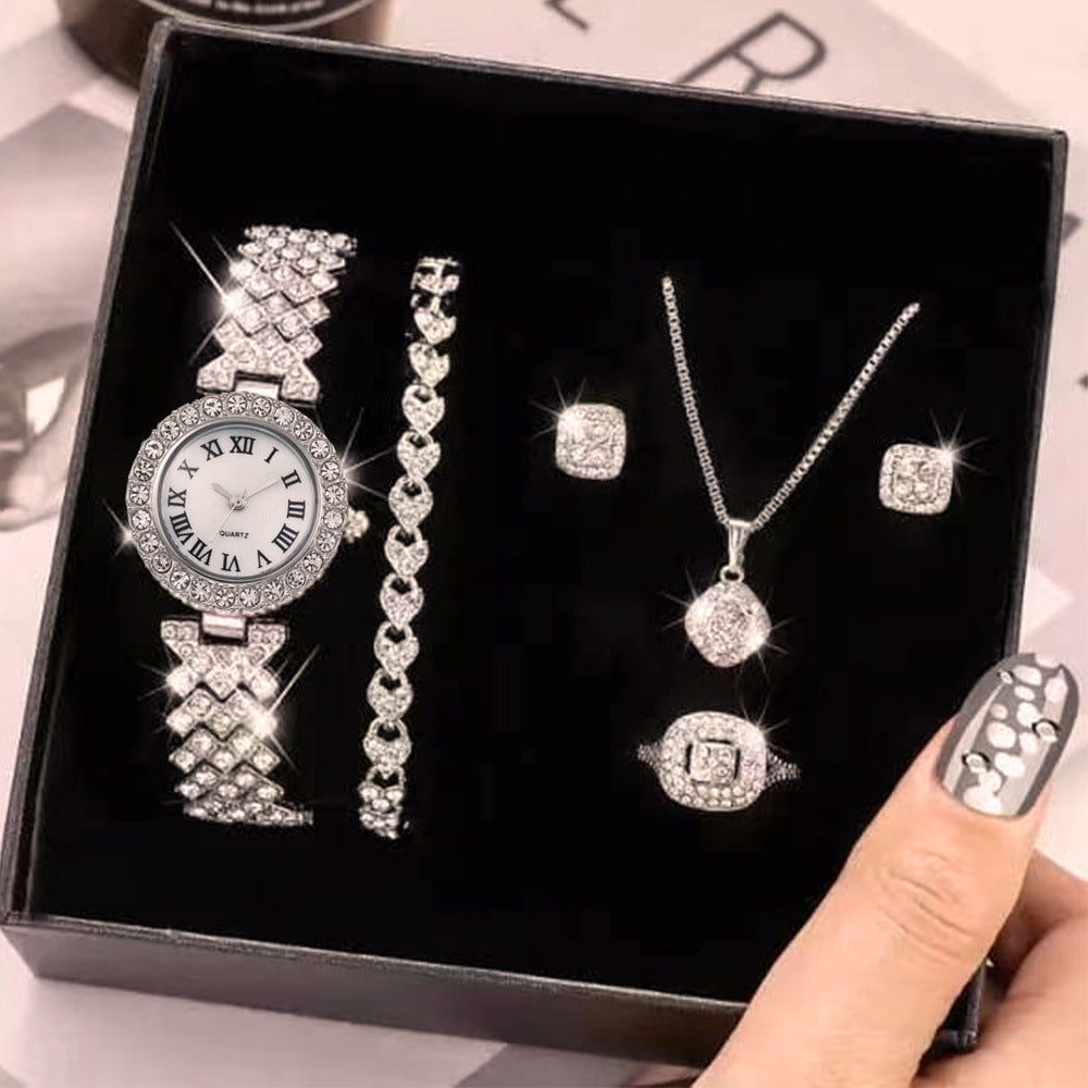 Voller Diamant Luxus Armband Uhr Anzug frauen Quarz