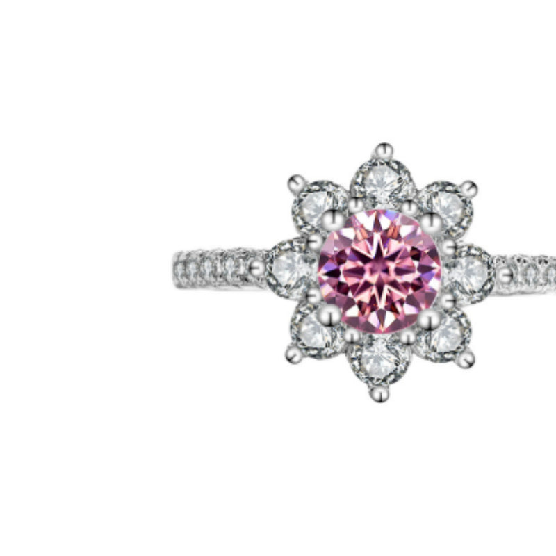 Sterling Silber 925 Moissanit Ring Damen Blumen Diamant