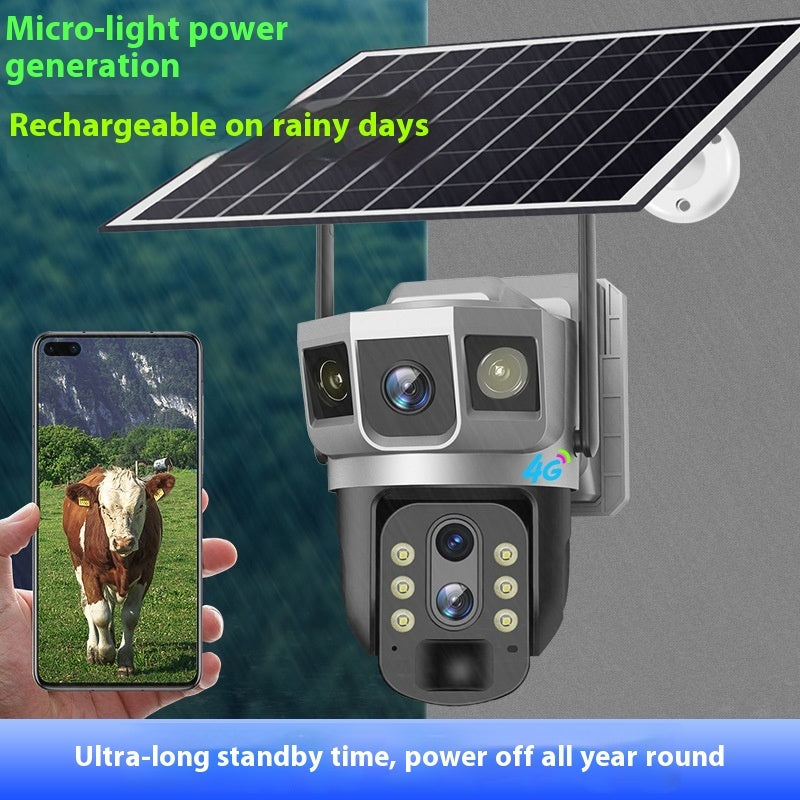 V380 Drei-Bildschirm 4G Haushalt Outdoor 10-fach Zoom Nachtsicht HD Intelligente Überwachungskamera