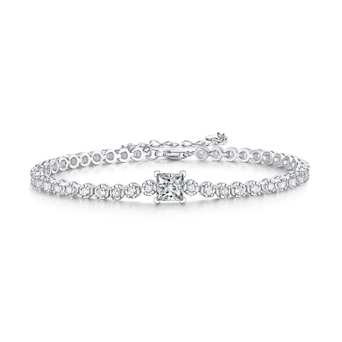 Bracelet S925 Silver Inlay Moissanite Rubik'S Cube