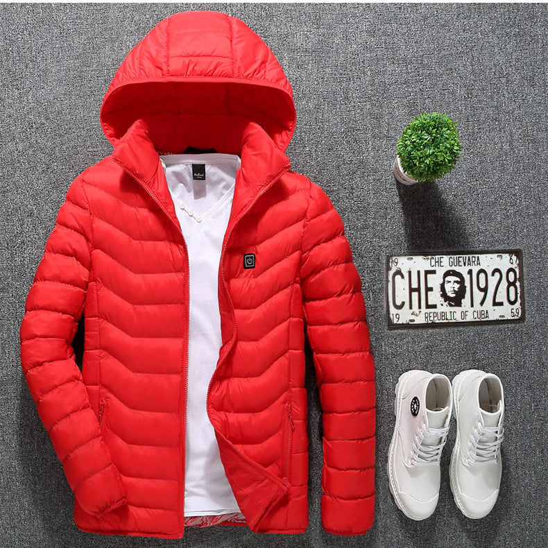 Winter Beheizte Jacke USB Elektrische Baumwolljacke Reißverschluss Heizung Thermokleidung Heizweste für Herren
